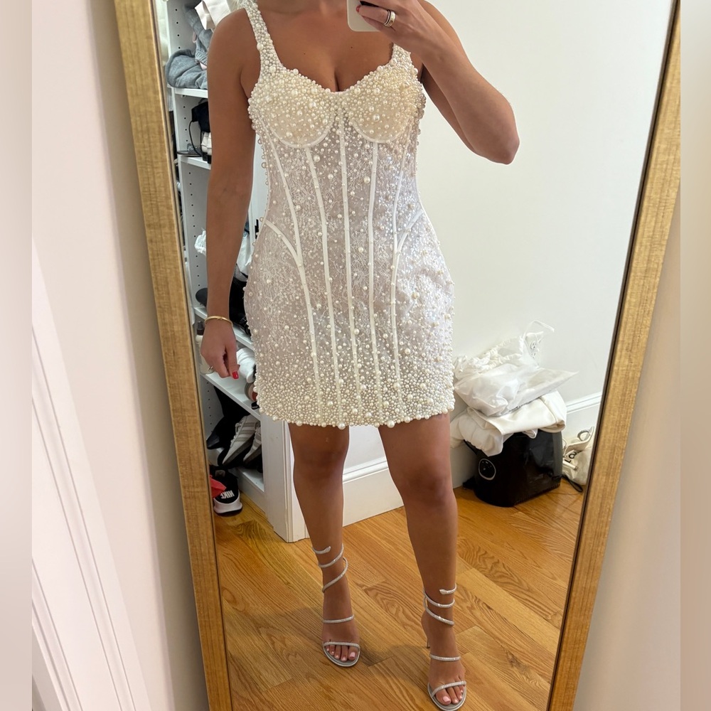 White Pearl Mini Dress